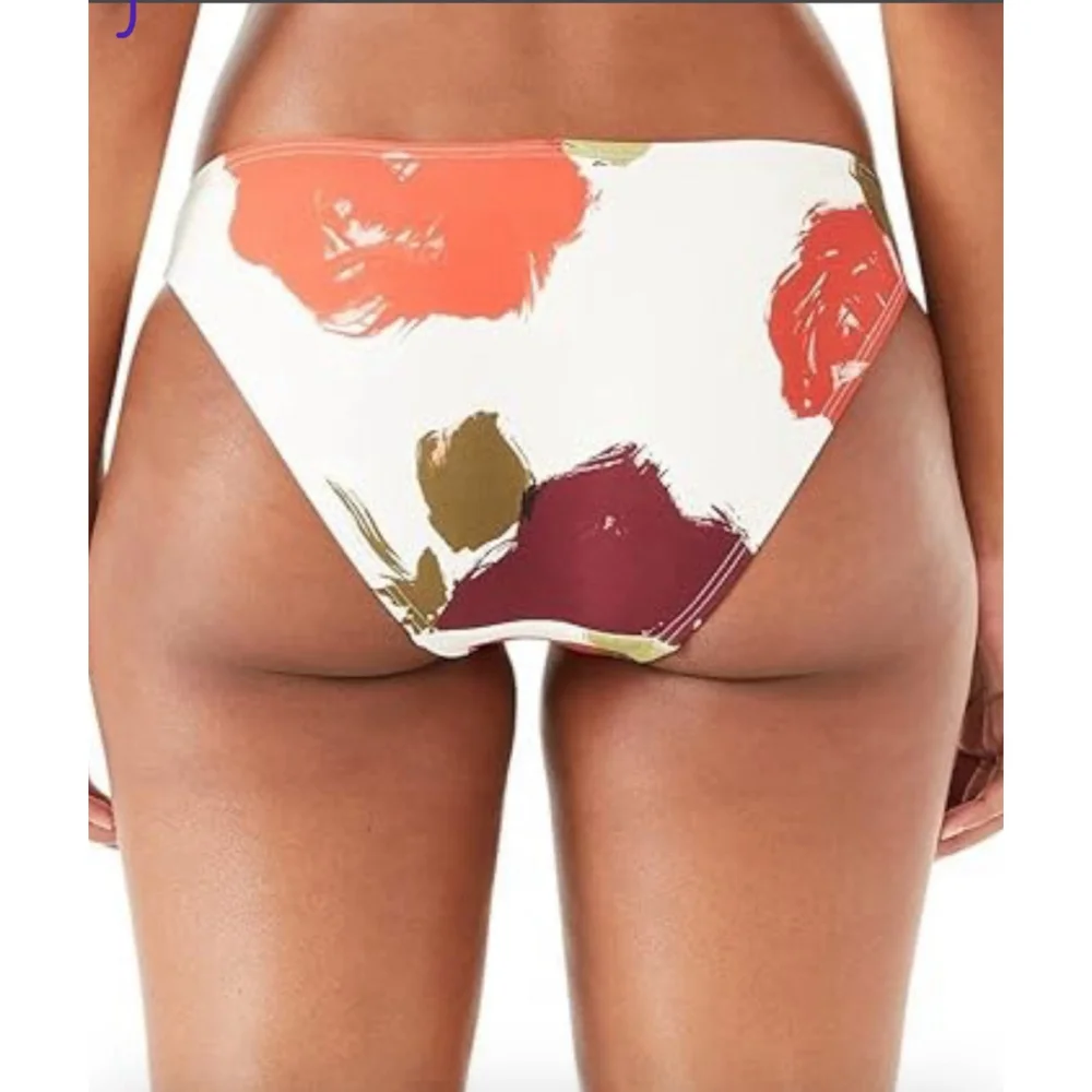 Kate Spade New York Floral-Print Bikini Bottoms Women’s Size L Ivory Multi